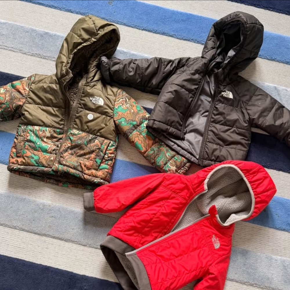 The North Face Kids' Red, Brown, and Camo Jackets